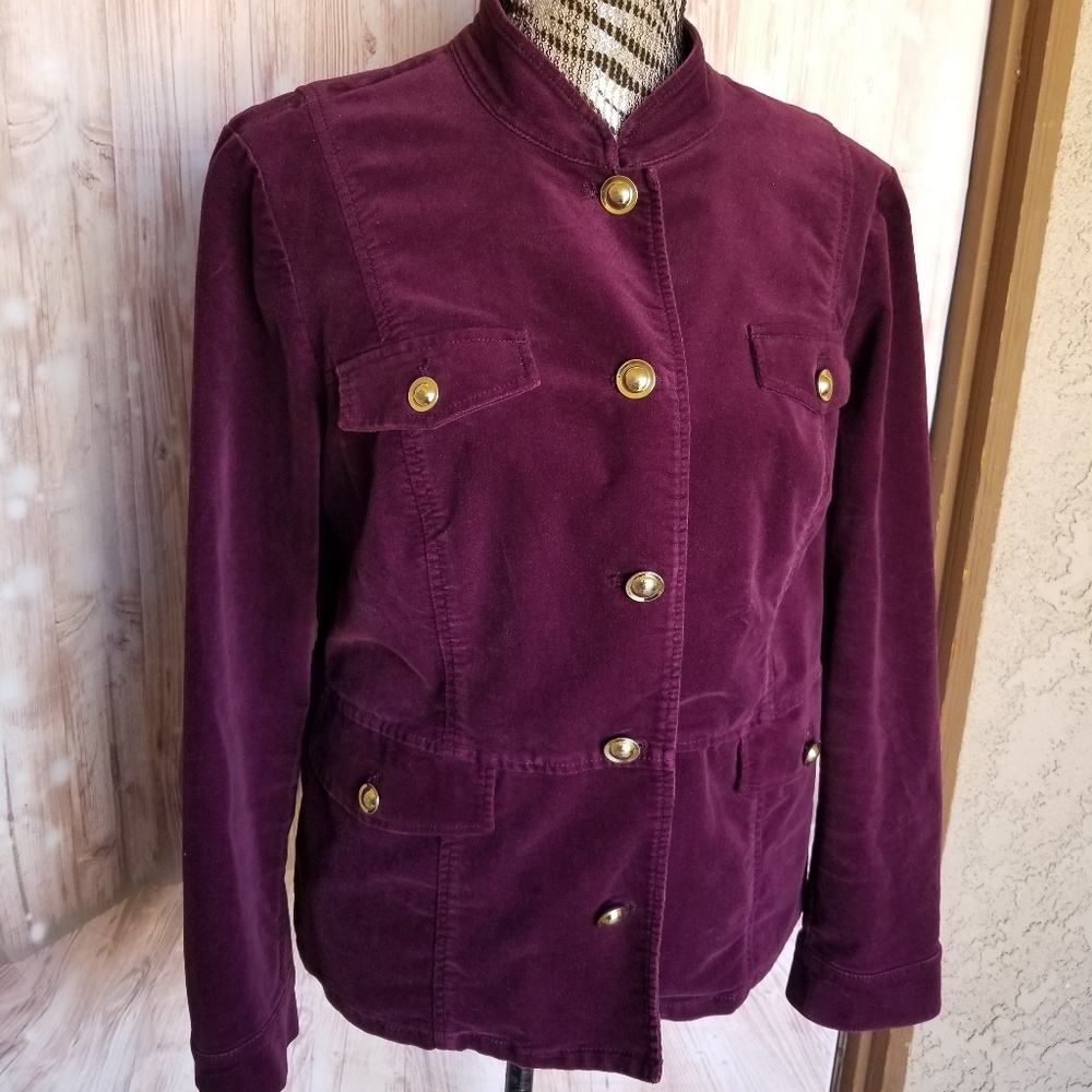 Chicos purple velvet jacket size 2